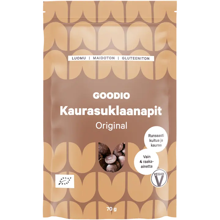 Goodio luomu kaurasuklaanapit original 70g
