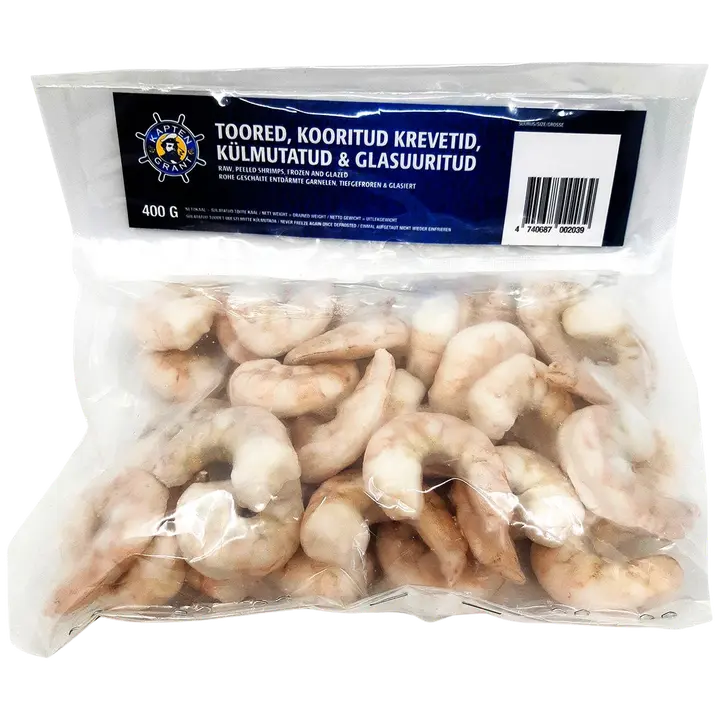 Kooritud krevetid, toored, 400g
