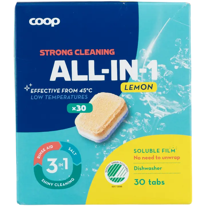 Nõudepesutabletid Coop Lemon 30tk