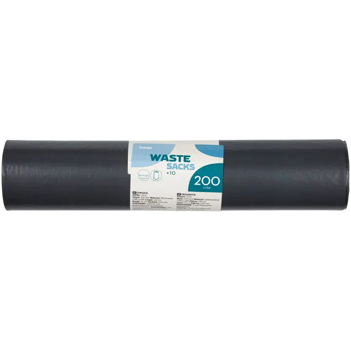 Coop jätesäkit 200 l musta 10 kpl