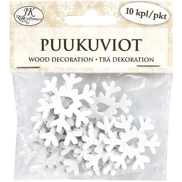 J.K. Primeco puukuviot Lumihiutale valkoinen 10kpl