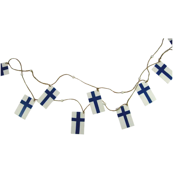 Weiste Suomen lippu -köynnös, 10 puulippua 2 m narussa