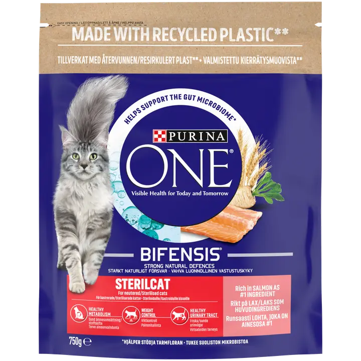 Purina One 750g sterilcat/neutered cat, sisältää runsaasti lohta kissanruoka