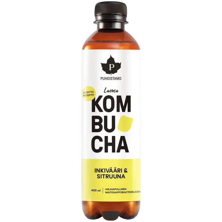 Puhdistamo Luomu Kombucha Inkivääri-Sitruuna 400 ml
