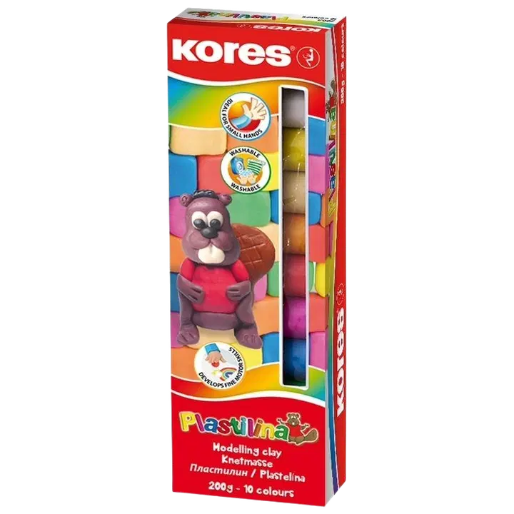Plastiliin 10 värvi kores, 200 g
