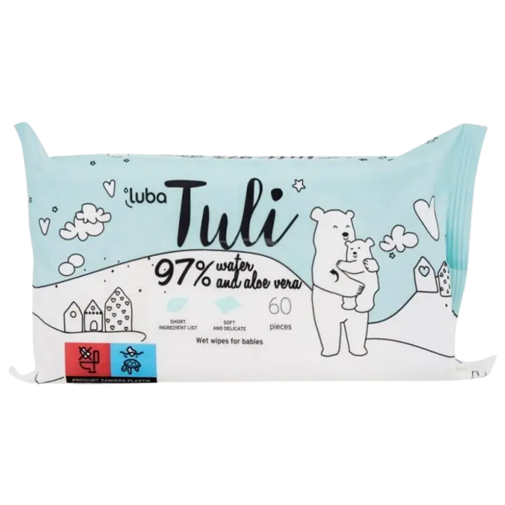 Tuli niisked beebisalvrätid 97% vesi, aloe 60 tk