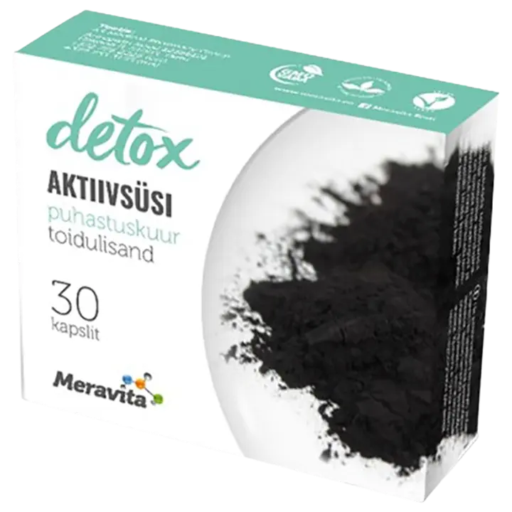 Meravita detox aktiivsüsi kookosekoorega, 30 tk