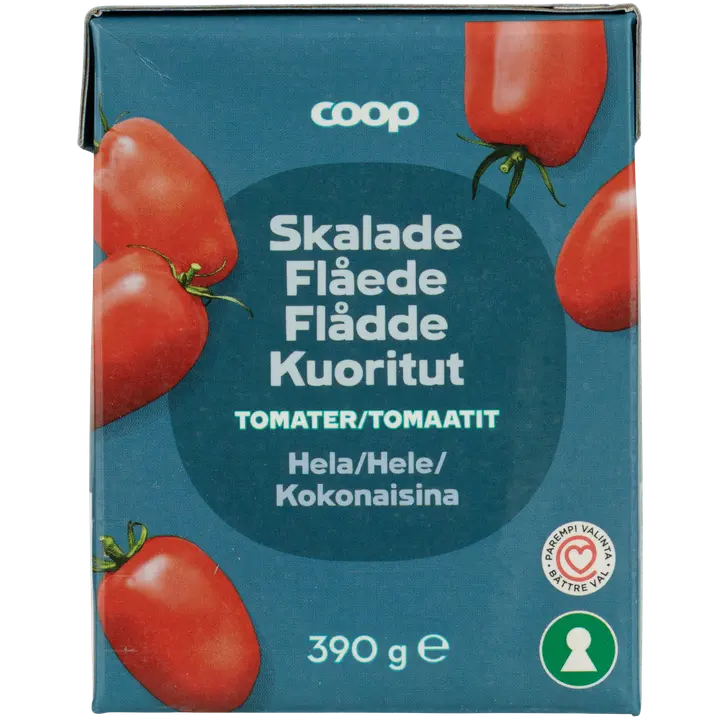 Coop kuoritut kokonaiset tomaatit 390 g