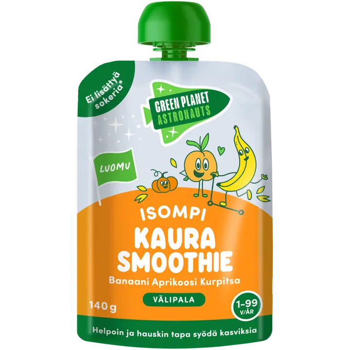 Green Planet Astronauts Luomu Isompi Kaurasmoothie banaani-aprikoosi-kurpitsa 140g 12kk+