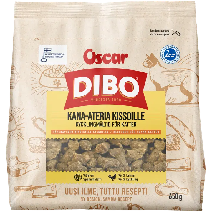 DIBO Kana-ateria kissoille täysravinto 650g