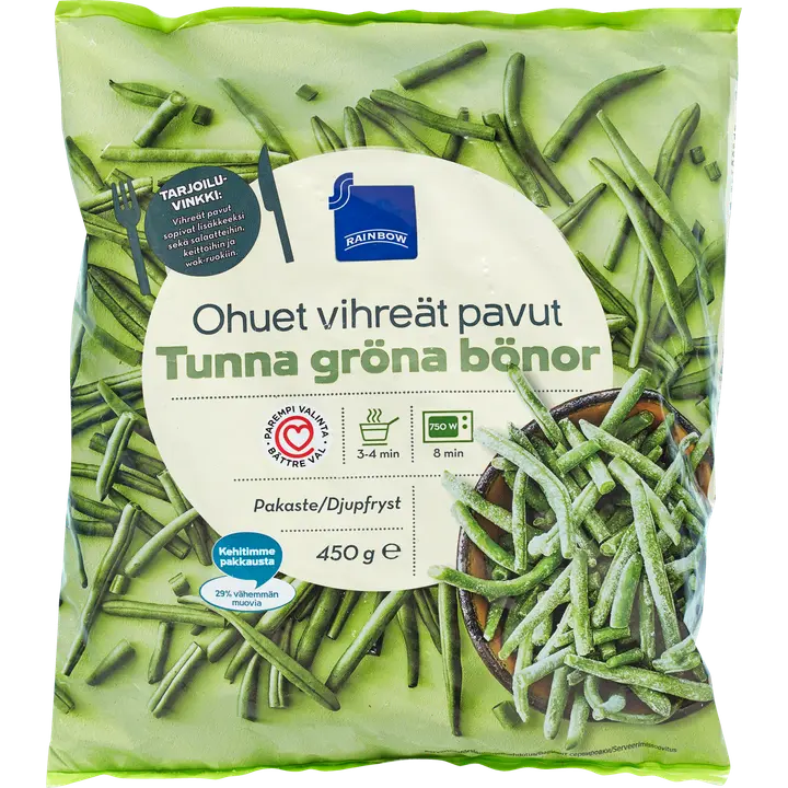Rainbow 450g ohuet vihreät pavut pakaste