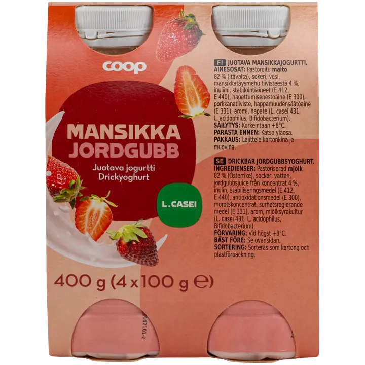 Coop maasika jogurtijook, 4 x 100 g