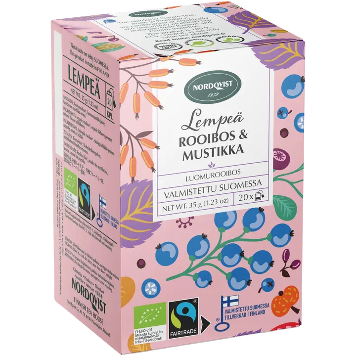 Nordqvist Lempeä rooibos & mustikka 20x1,75g luomu & Reilu kauppa