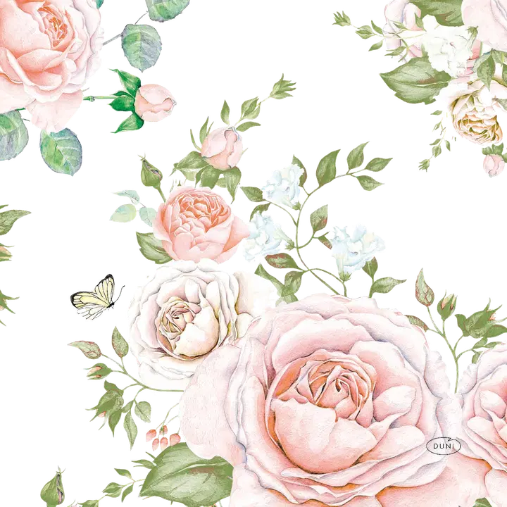 DUNI 20kpl 33cm 3-krs Rose Glory lautasliina 20kpl