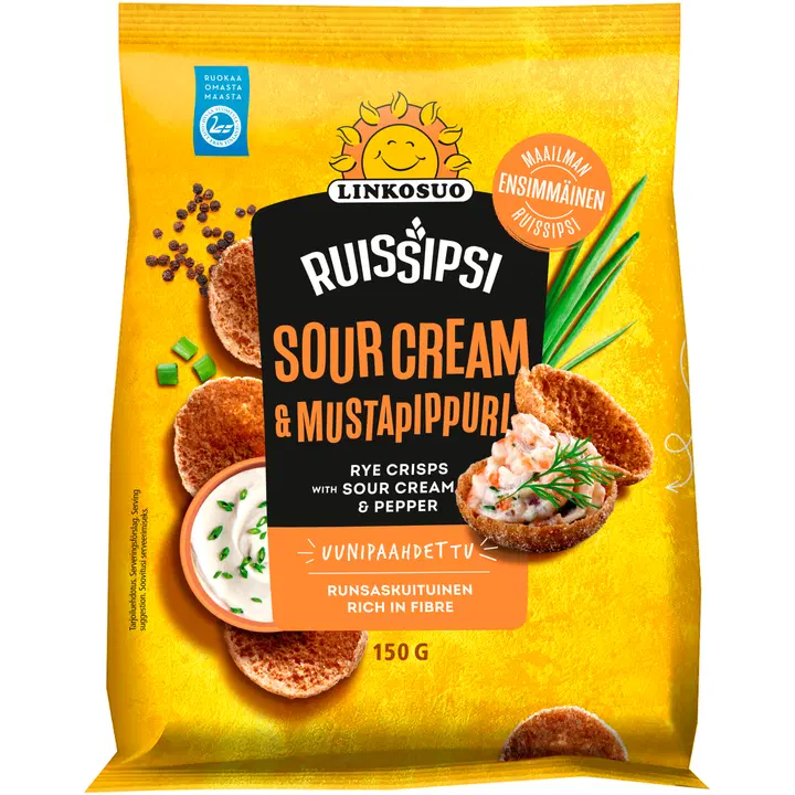 Linkosuo Ruissipsi sourcream & mustapippuri 150g