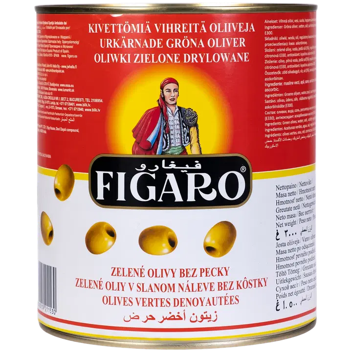 Figaro Kivettömiä vihreitä oliiveja 3kg/1,5kg