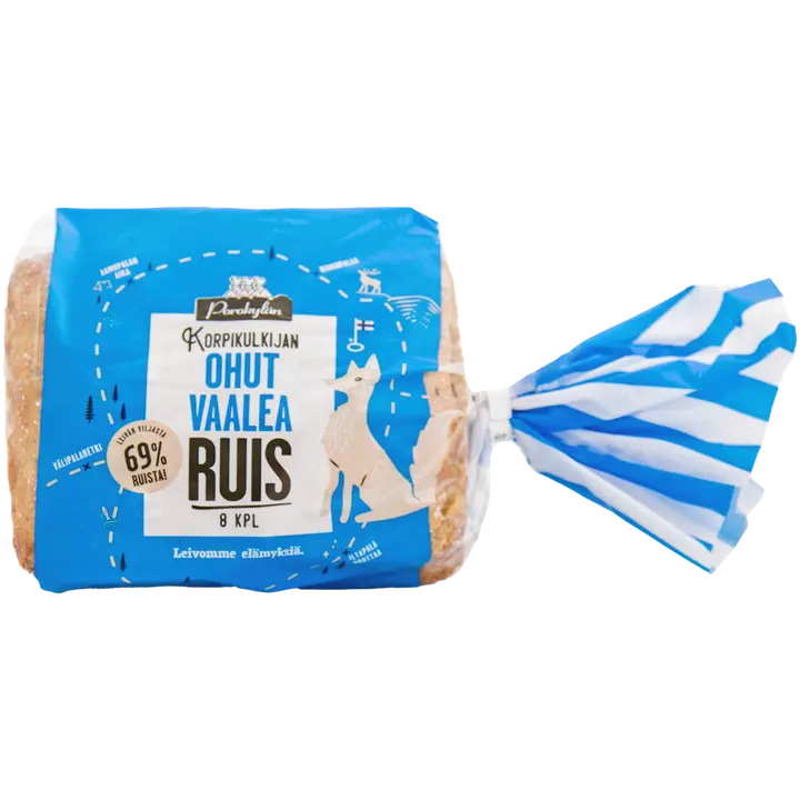 Porokylän Korpikulkijan Ohut Vaalea Ruispala 8 kpl / 320 g ohut ruispalaleipä