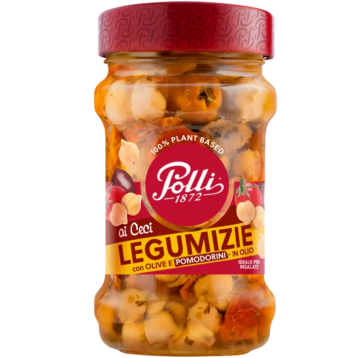 Polli kikerherned, kirsstomatid ja oliivid õlis 190g/120g