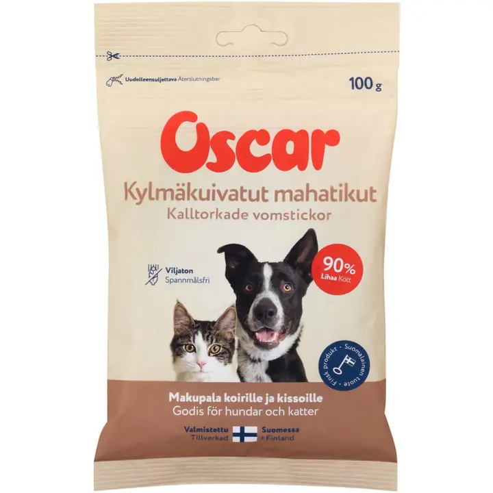 Oscar Kylmäkuivatut mahatikut koirille ja kissoille 100 g