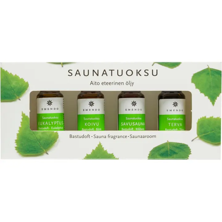 Emendo 4x10ml saunatuoksut puutelineessä