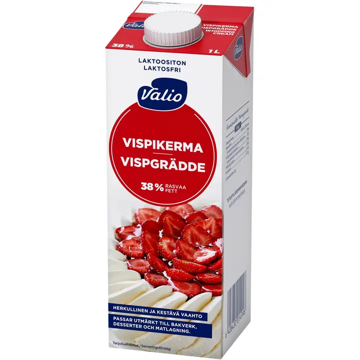 Valio vispikerma UHT laktoositon 1 l
