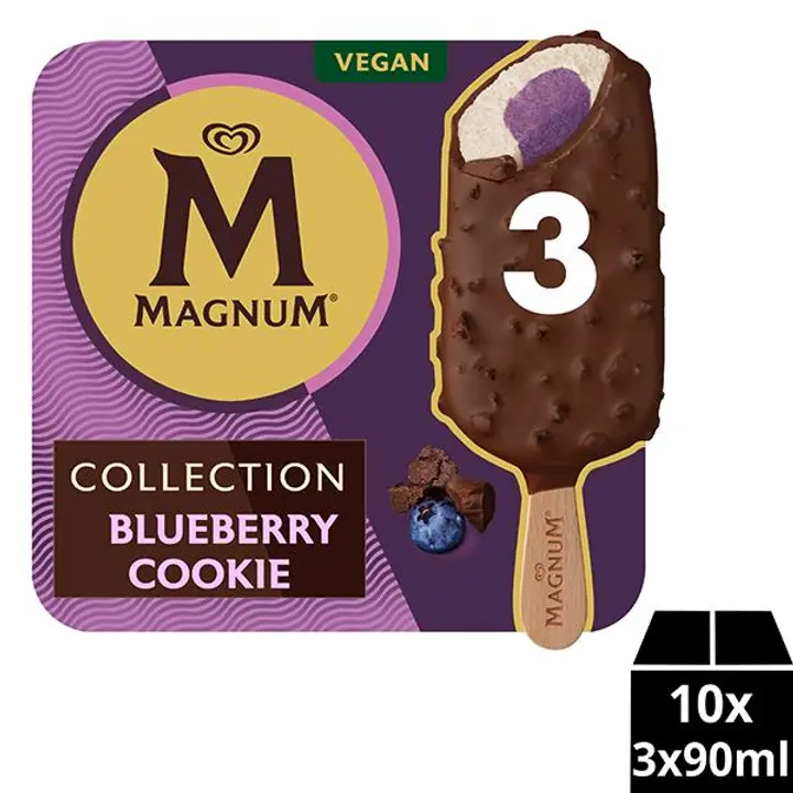Magnum  Blueberry Cookie Jäätelö Monipakkaus Vegaaninen jäätelö 270ml/210g 3 kpl