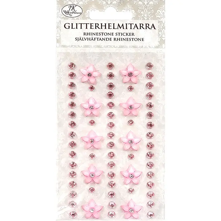 J.K. Primeco Glitterhelmitarra Kukka ja helmet vaaleanpunainen
