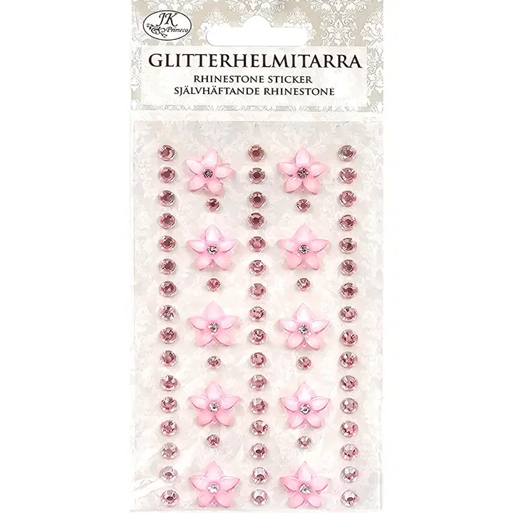 J.K. Primeco Glitterhelmitarra Kukka ja helmet vaaleanpunainen