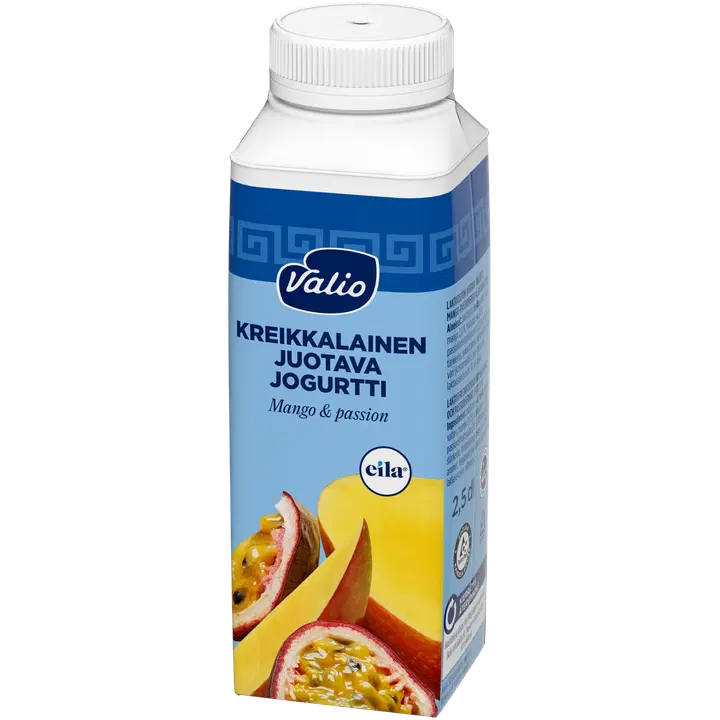 Valio grekisk drickyoghurt mango-passionsfrukt laktosfri 2,5 dl
