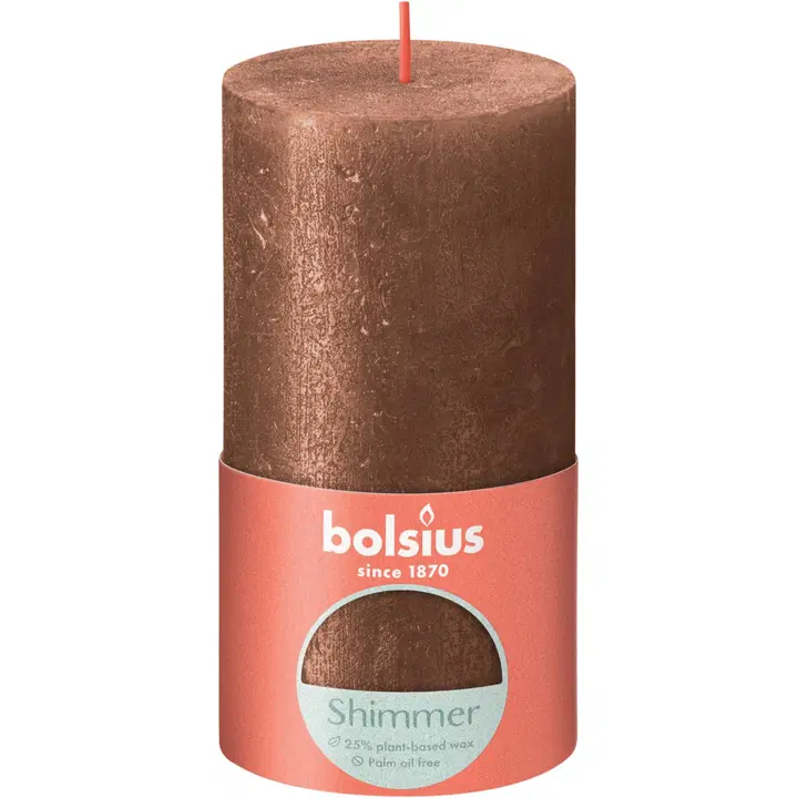 Bolsius Rustiikki pöytäkynttilä 13x6,8 cm Shimmer Copper