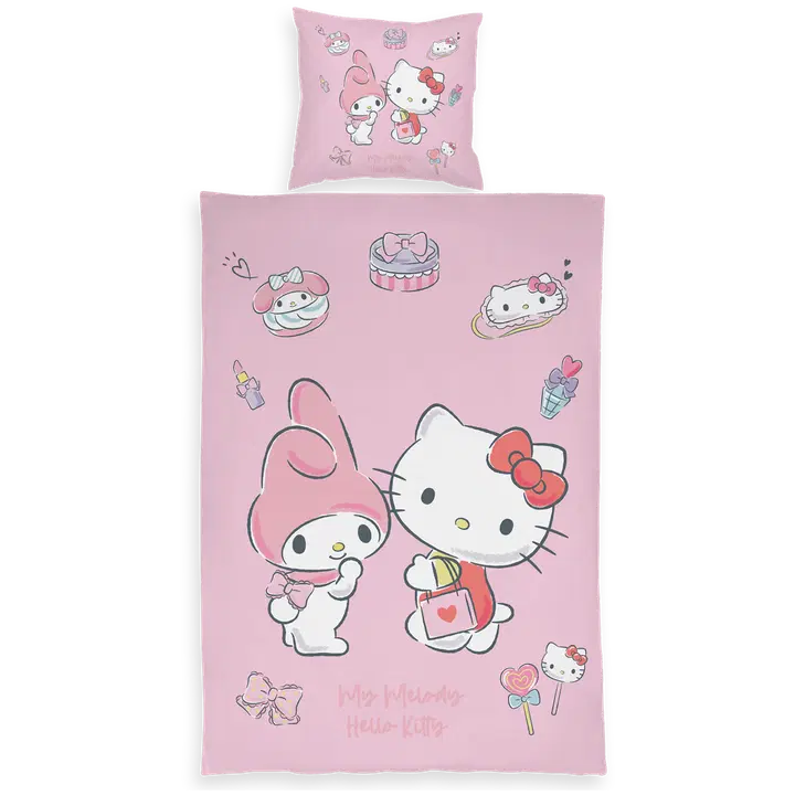 Laste voodipesukomplekt hello kitty 120x140+40x60 roosa