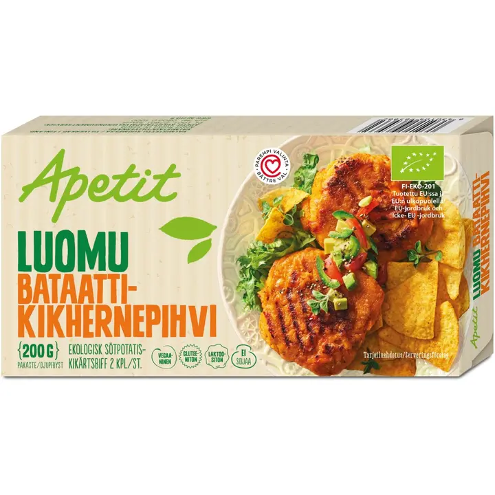 Apetit 200g Luomu Bataatti-kikhernepihvi pakaste