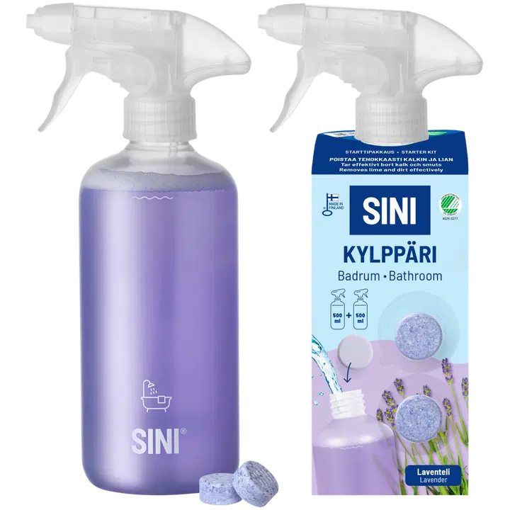 SINI Kylppäripuhdistusaine, starttipakkaus – pullo + 2 tablettia