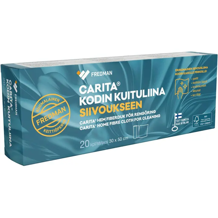 Fredman Carita® Kodin kuituliina siivoukseen 30x50 cm 20 kpl