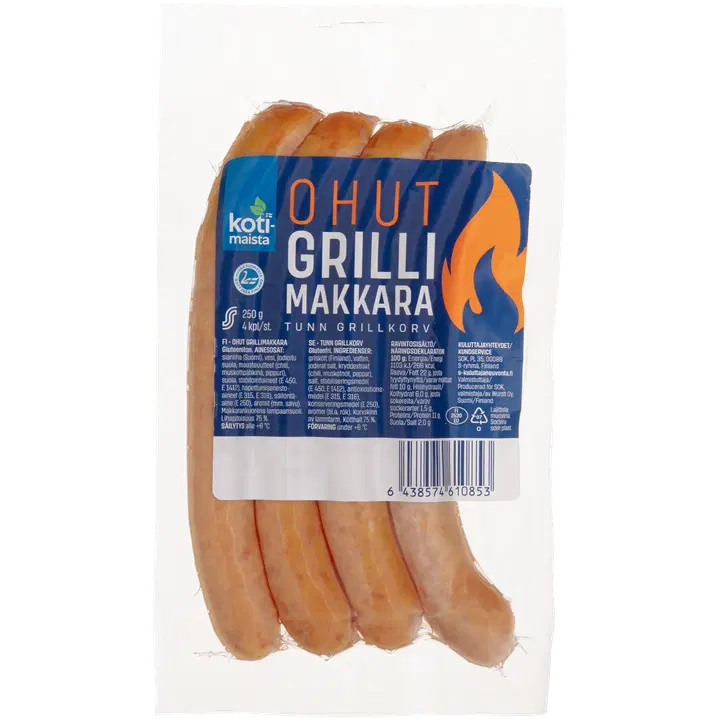 Kotimaista Ohut grillimakkara 250g/4pcs
