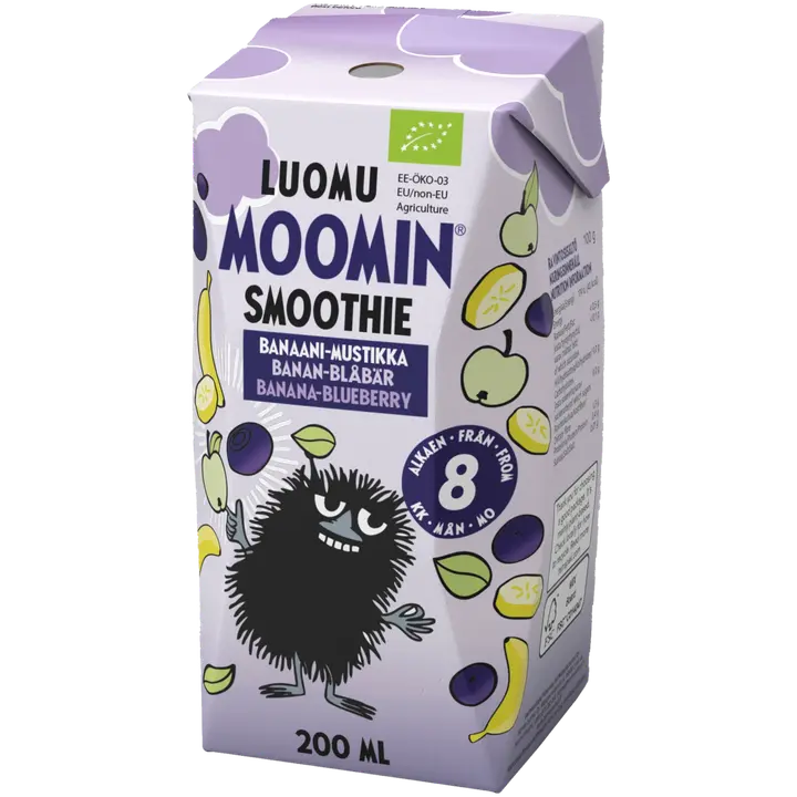 Moomin Luomu banaani mustikka smoothie 200ml