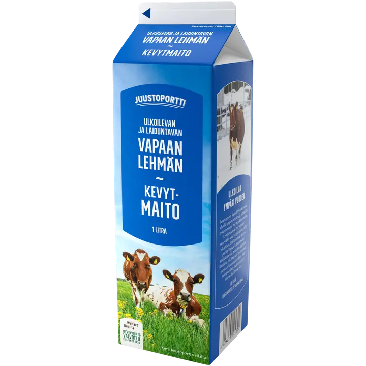 Juustoportti Vapaan lehmän kevytmaito 1 l