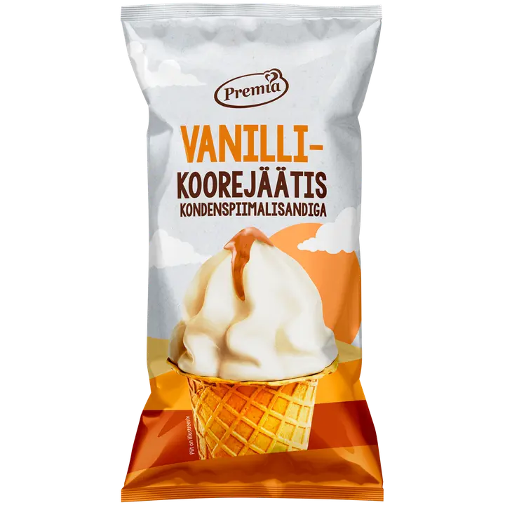 Premia vanilli-koorejäätis kondenspiimatäidisega vahvlitopsis 75g/140ml