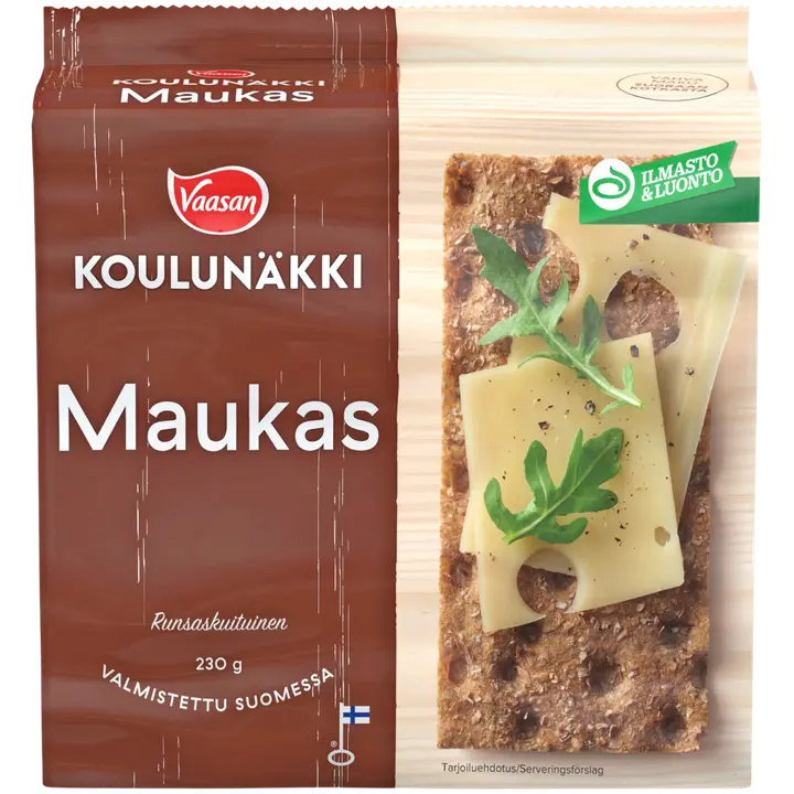 VAASAN KOULUNÄKKI Maukas 230g Täysjyväruisnäkkileipä