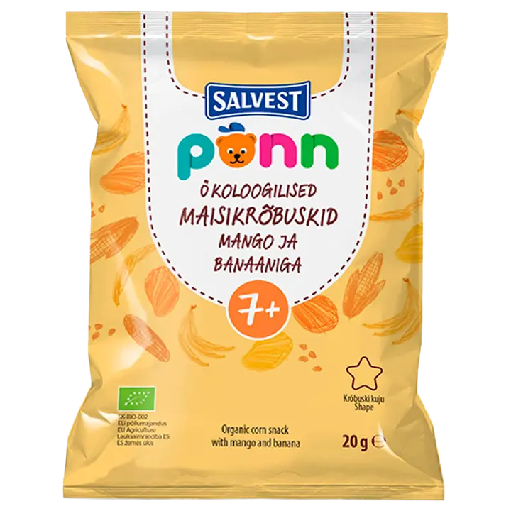 Põnn öko maisikrõbuskid mango,banaan 20g