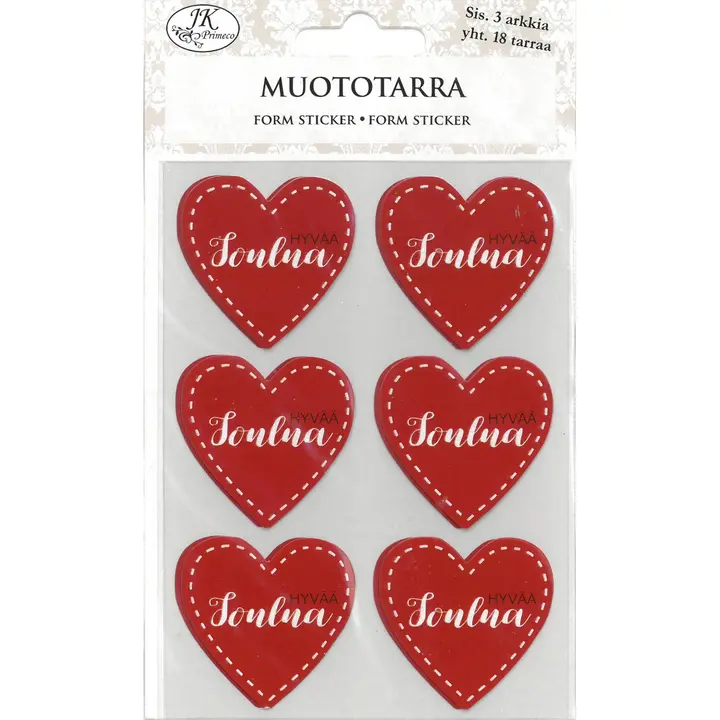 J.K. Primeco Muototarra jouluteksti sydän punainen 3ark/pkt