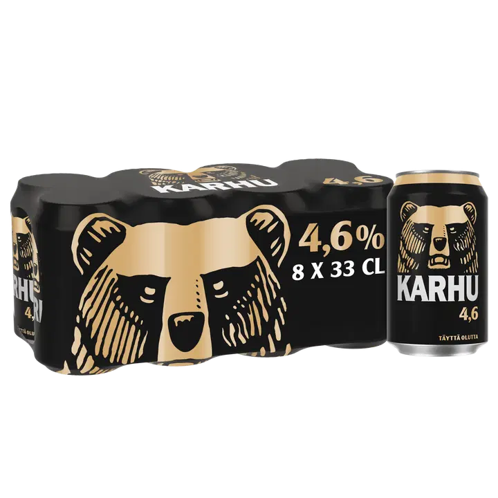 8-pack Karhu Lager olut 4,6% tölkki 0,33 L