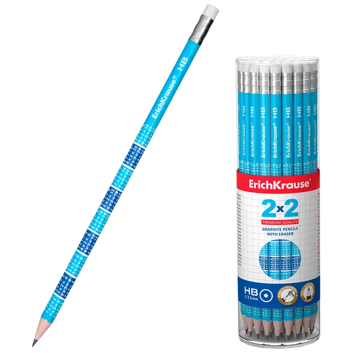 Harilik pliiats ümar kummiga 2x2 hb