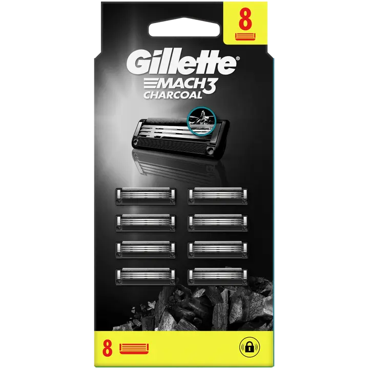 Varuterad Gillette Mach 3-tera Charcoal 8tk