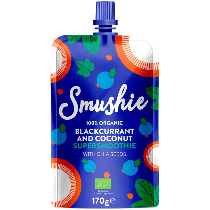 Salvest mustsõstra-kookose smuuti chia seemnetega 170 g