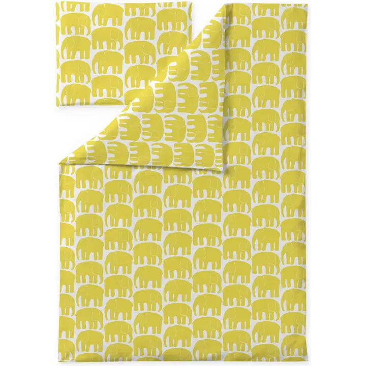 Finlayson Elefantti pussilakanasetti keltainen 120x160+40x60cm