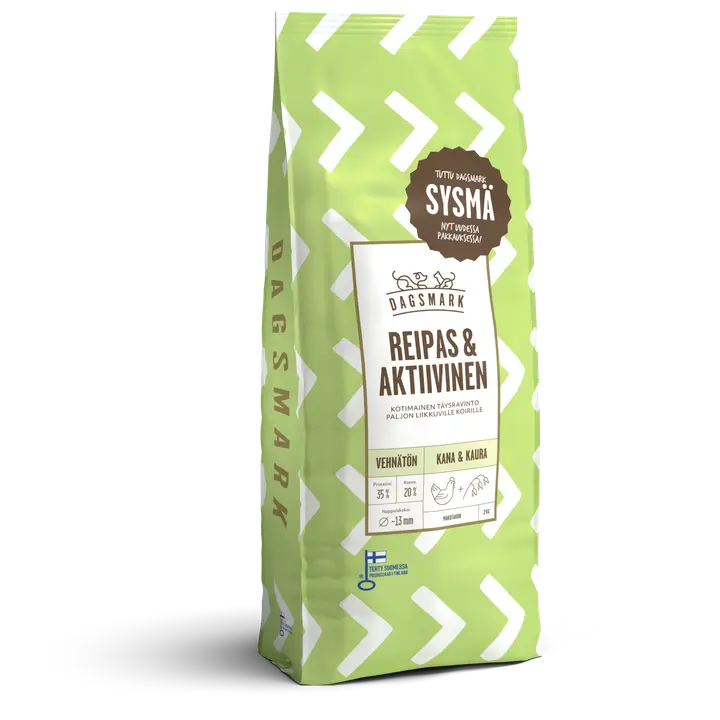Dagsmark REIPAS & AKTIIVINEN koiran kuivaruoka vehnätön kana-kaura 2kg