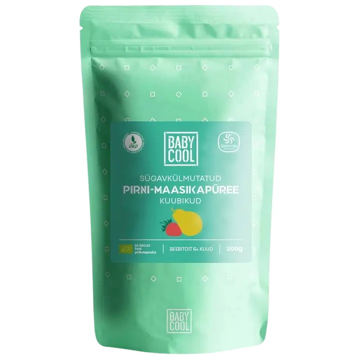 Sügavkülmutatud pirni-maasikapüree kuubikud 200g