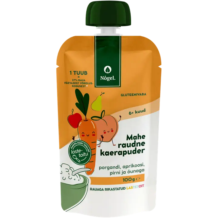 Nogel Mahe raudne kaerapuder porgandi, aprikoosi, pirni ja õunaga 6k, 100 g