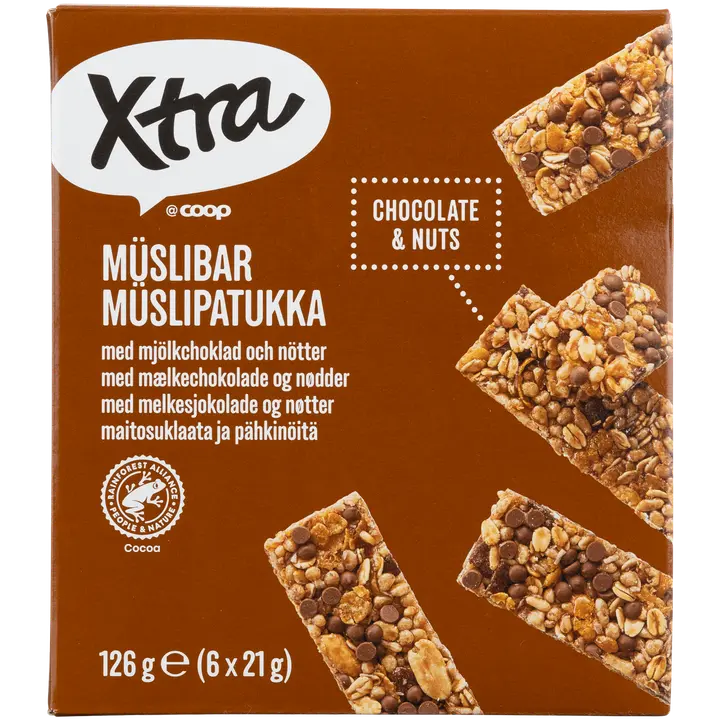 Xtra myslipatukka suklaa ja pähkinä 6 kpl 126 g